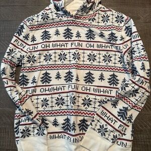 Aeropostale White and Black Holiday Hoodie Christmas oh what fun